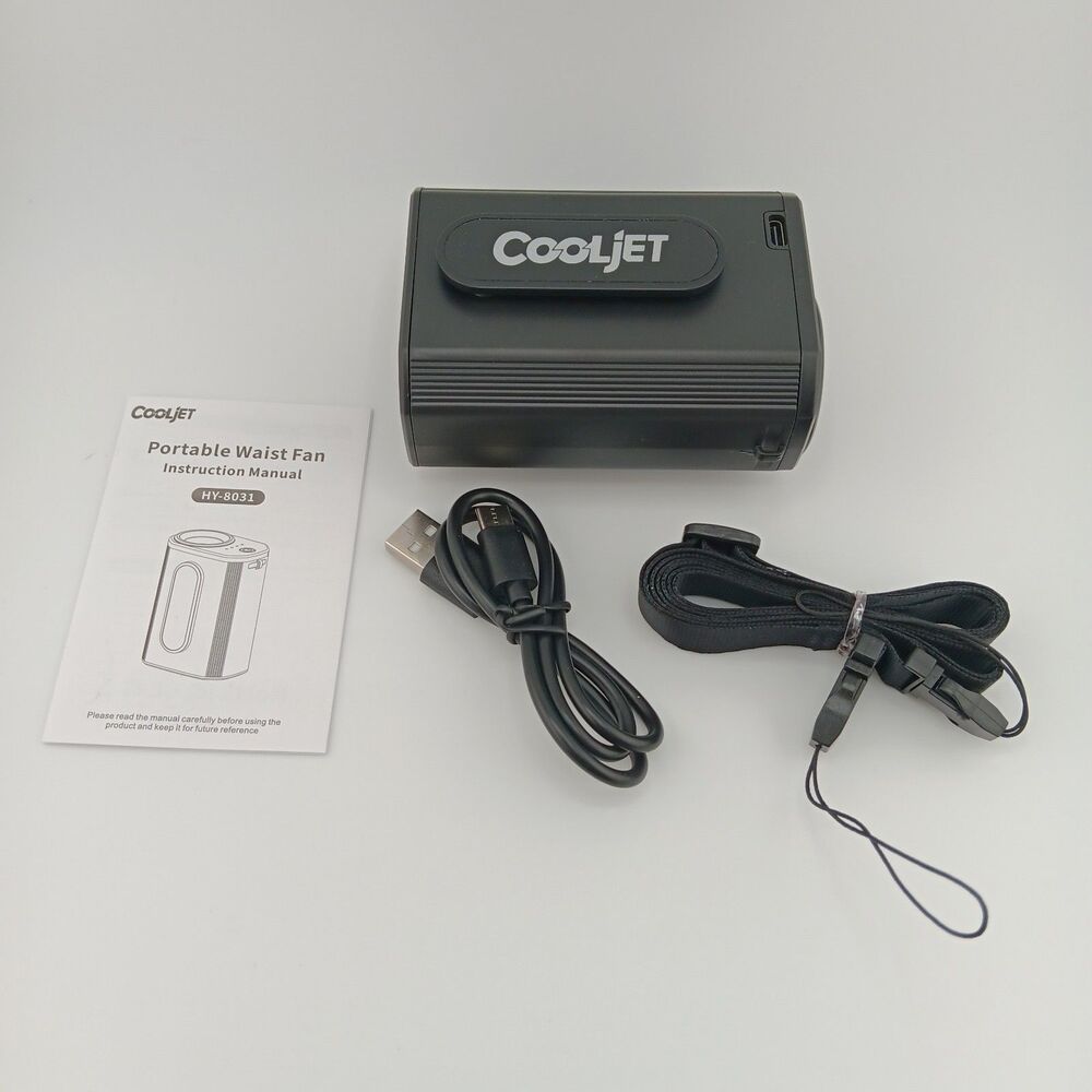 Cooljet Portable Waist Clip Fan USB Rechargeable Neck Hanging Air Conditioner